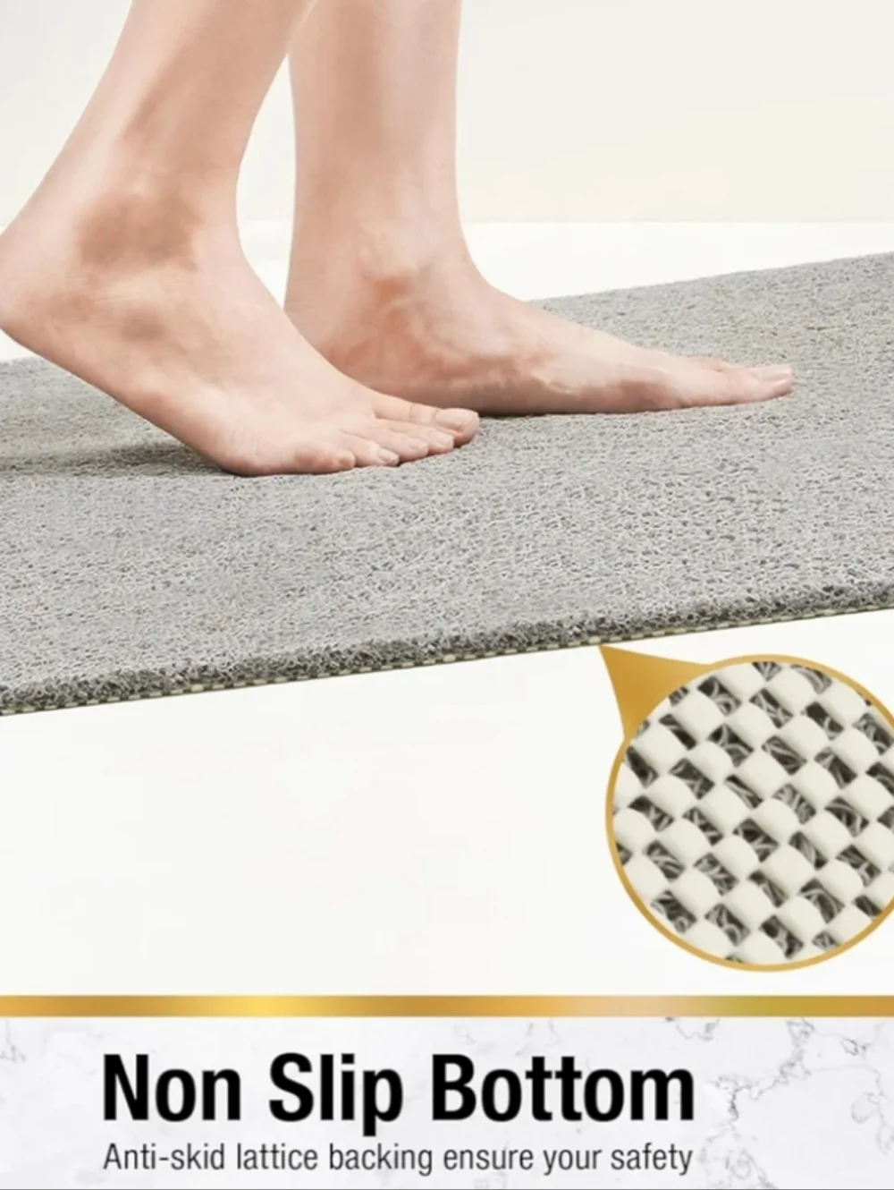 Hifslam Gray Non-Slip Bath Mat - Textured Shower & Tub Mat
